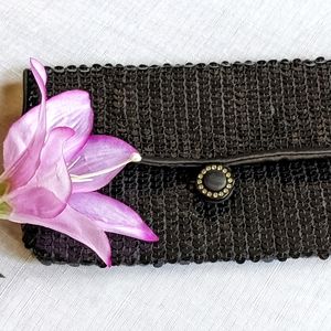 Lovely VINTAGE Norell Black Sequin Satin Clutch | Evening | Semi-formal …